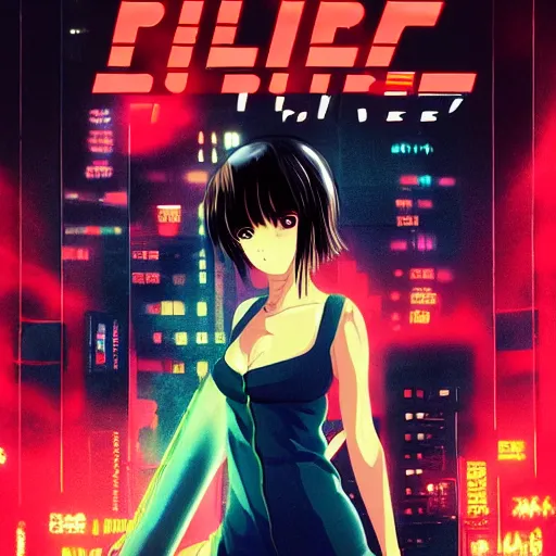 Image similar to an anime cute girl in blade runner 2047