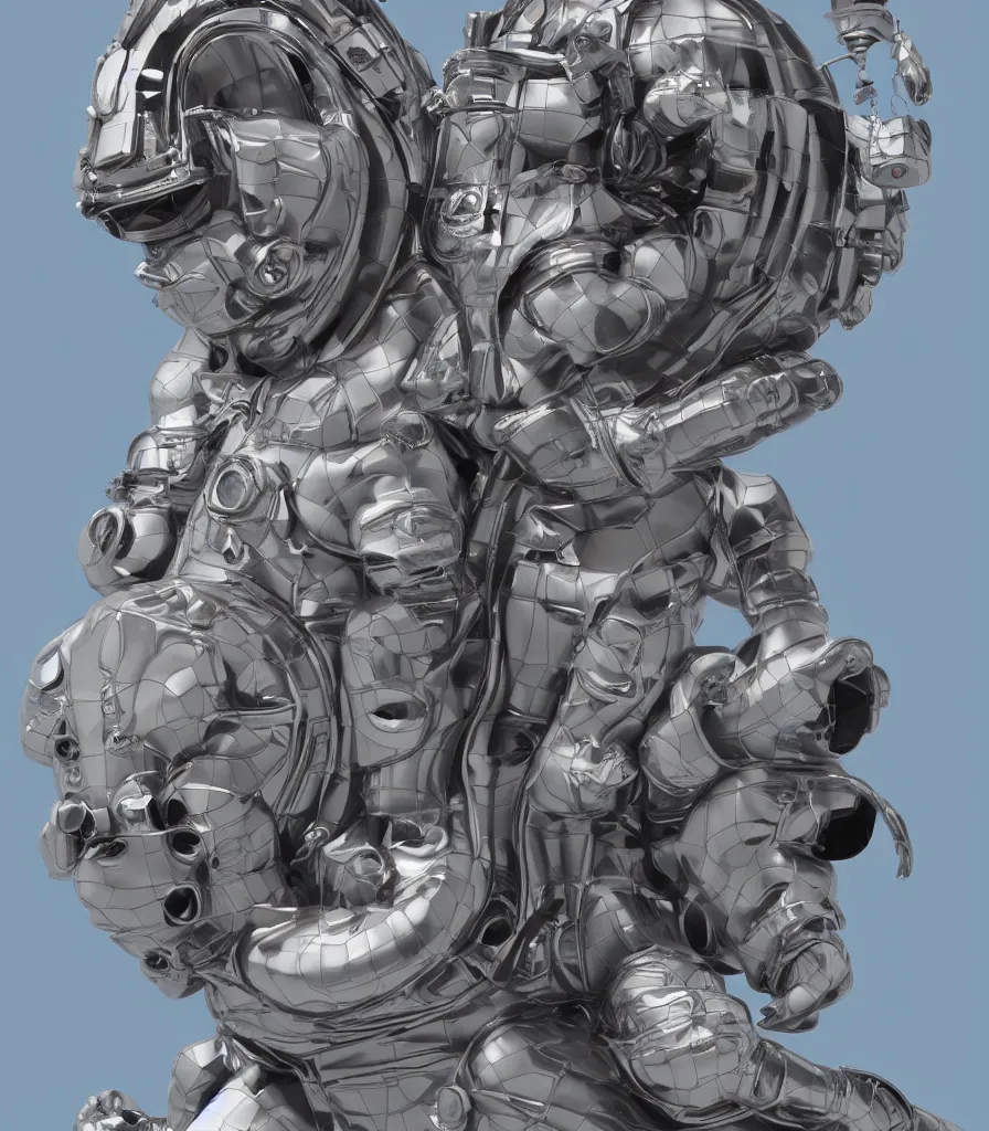 Prompt: detailed 3d sculpture of an astronaut by clogtwo and ben ridgway inspired by beastwreckstuff chris dyer and jimbo phillips. 3d infused retrofuturist style. Hyperdetailed high resolution. Render by binx.ly in discodiffusion. Dreamlike surreal polished render by machine.delusions. Sharp focus.