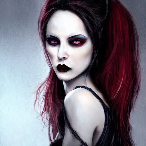 Image similar to the vampire woman portrait, fantasy art, concept art, photorealistic, highly detailed,