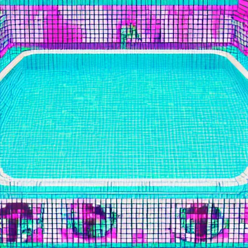 Image similar to vaporwave swimming pool with nobody, pinkish color