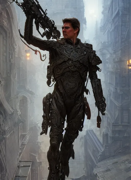 Image similar to tom cruise as oscar diggs, intricate, d & d, fantasy, art nouveau, digital painting, trending on artstation, sharp focus, wide shot, illustration, global illumination, ray tracing, art by artgerm and greg rutkowski and ruan jia