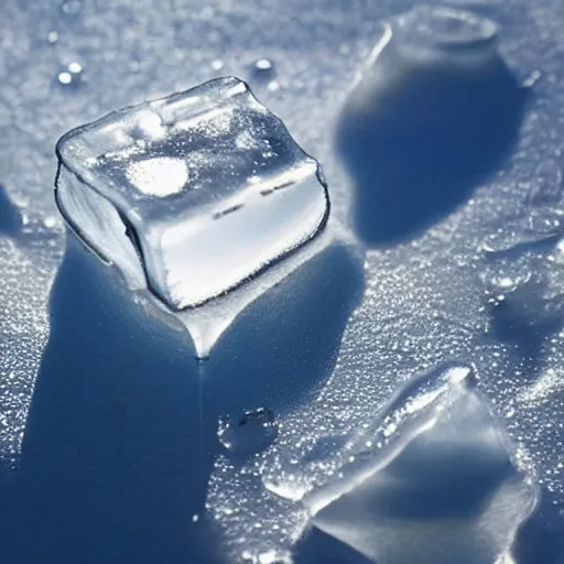 Image similar to An ice cube melting in the sunlight, realistic