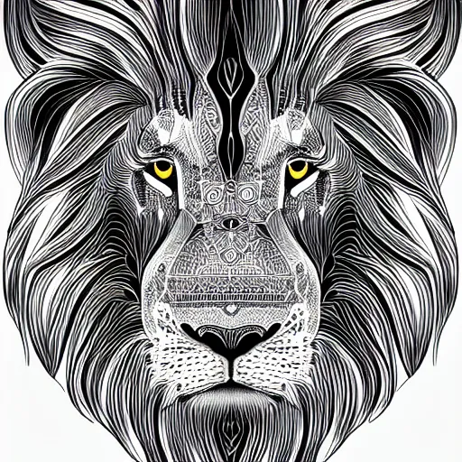 Image similar to a symmetrical portrait illustration of a lion hand drawn sketch on artstation 4 k intricate extremely detailed digital art by alex grey infinite wisdom sacred geometry