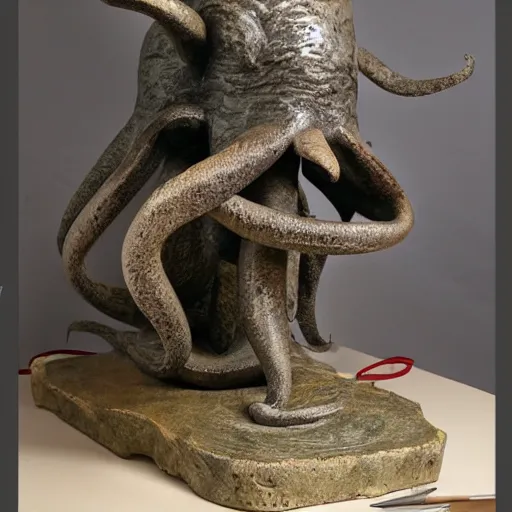 Image similar to sculpture of a pig - octopus, work in progress, neo - expressionism