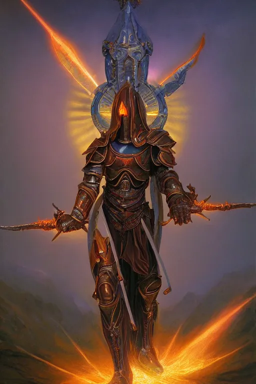 Prompt: holy paladin with light powers, by art by thomas cole and wayne barlowe highly detailed, 8 k, hdr, close up, smooth, sharp focus, high resolution, award - winning photo