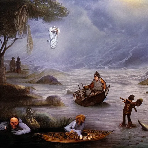 Image similar to misery is the river of the world, artistic rendition