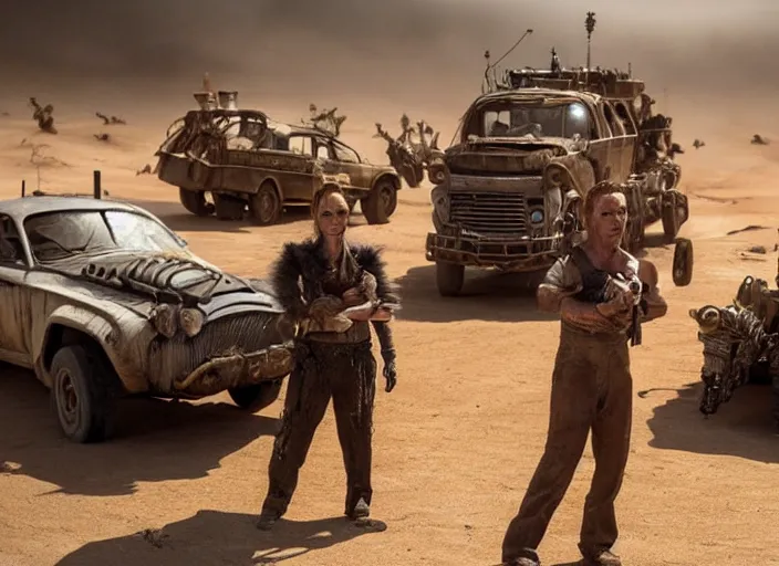 Prompt: scene from the 2015 science fiction film Muppet Mad Max: Fury Road