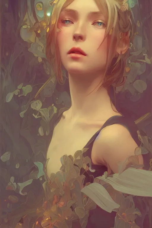 Prompt: final fantsy, digital painting, portrait, elegant, cinematic lighting, mysterious, highly detailed, artstation, concept art, illustration, smooth, sharp focus, editor's pickup, trending on artstation, trending on deviantart, alphonse mucha, WLOP