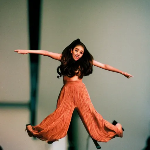 Image similar to A photo of Ariana Grande flying on a broom, Photographed with Leica Summilux-M 24 mm lens, ISO 100, f/8, Portra 400