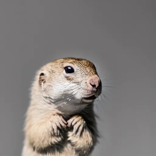 Prompt: singular animal that is white Prairie dog cross white pig cross white Pygmy marmoset, studio photography