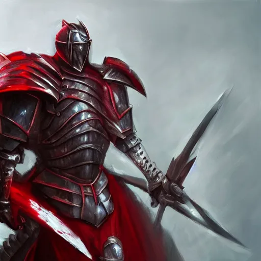 Image similar to knight armored in red, fantasy art, trending on artstation