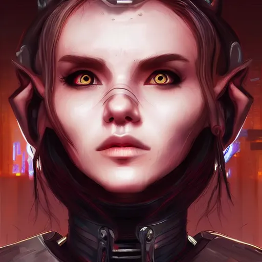 Image similar to portrait of an elf in a cyberpunk style, digital art, highly-detailed, artstation cgsociety masterpiece