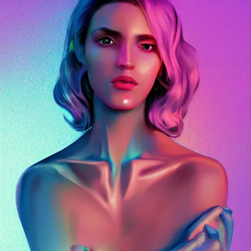 Image similar to high detail portrait of a beautiful woman, vaporwave lighting, concept art, beautiful