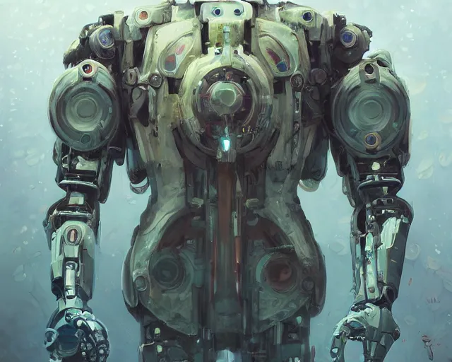 Prompt: symmetry, waterlily mobile combat suit floral robot, biomechanical, waterlily mecha nymphaea, detailed illustration, concept art, smooth, sharp focus, art by john collier, albert aublet, krenz cushart, artem demura, syd mead, beeple, cyril rolando