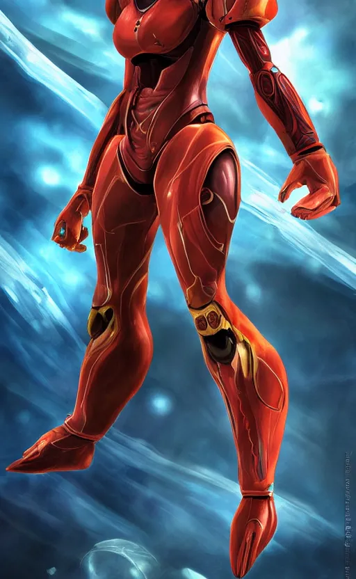 Image similar to samus aran bioorganic varia suit, energetic varia suit, full body portrait, highly detailed, intricate, concept art, vertical portrait