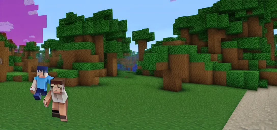 Image similar to Minecraft if it was an Anime