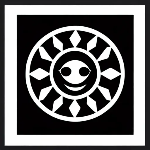 Prompt: geometric smiling sun symbol by karl gerstner, monochrome, symmetrical