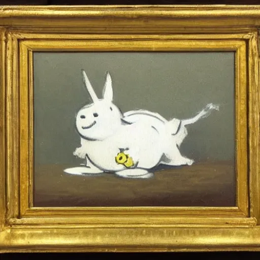 Image similar to by francisco goya, moomin, oil painting