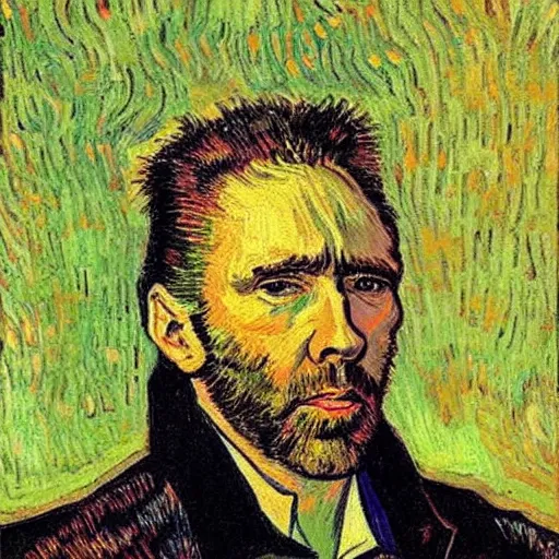 Image similar to nicolas cage portrait, van gogh