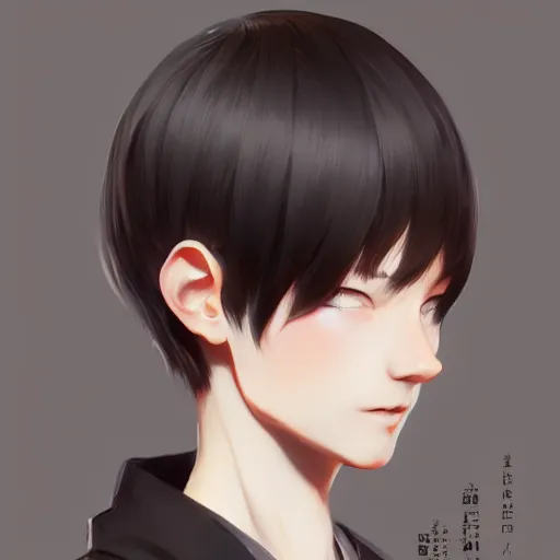 Prompt: design portrait profile of genshin impact character shenhe, eyelids half closed, slight smile, concept art, by wlop, ilya kuvshinov, artgerm, krenz cushart, pixiv.