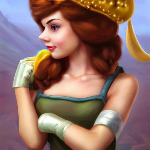 Image similar to princess daisy from super mario as realistic brunette human character art portrait, matte fantasy painting, deviantart artstation, by jason felix by steve argyle by tyler jacobson by peter mohrbacher, cinema c 9. 0