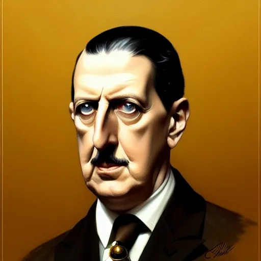 Image similar to symmetry!! intense portrait of charles de gaulle, intricate, elegant, highly detailed, my rendition, digital painting, artstation, concept art, smooth, sharp focus, illustration, art by artgerm and greg rutkowski and alphonse mucha