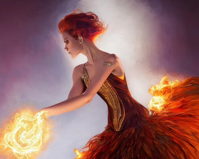 Prompt: photography of bill brauer, model wearing exploding fire crystal dress, sorcerer, diamonds, deep focus, d & d, fantasy, intricate, elegant, highly detailed, digital painting, artstation, concept art, matte, sharp focus, illustration, hearthstone, art by artgerm and greg rutkowski and alphonse mucha