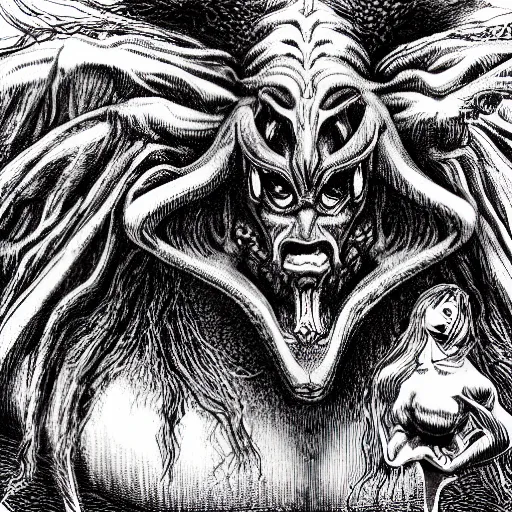 Image similar to a stunning masterpiece of Satan by kentaro miura. It is a hyper-detailed masterpiece.