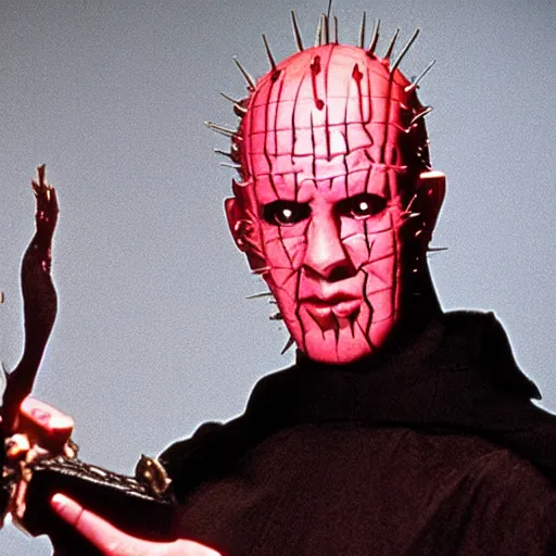 Prompt: Pinhead from Hellraiser recording a podcast