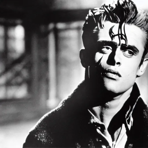 Image similar to james dean as frankenstein's monster. frankenstein's monster as james dean. handsome frankenstein, beatnik frankenstein, rebel frankenstein