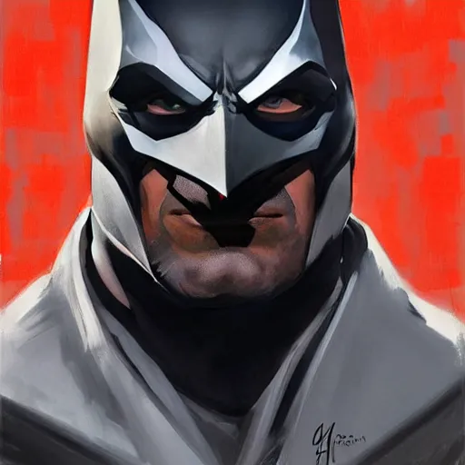 Prompt: greg manchess portrait painting of a bruce wayne aka batman as overwatch character, medium shot, asymmetrical, profile picture, organic painting, sunny day, matte painting, bold shapes, hard edges, street art, trending on artstation, by huang guangjian and gil elvgren and sachin teng
