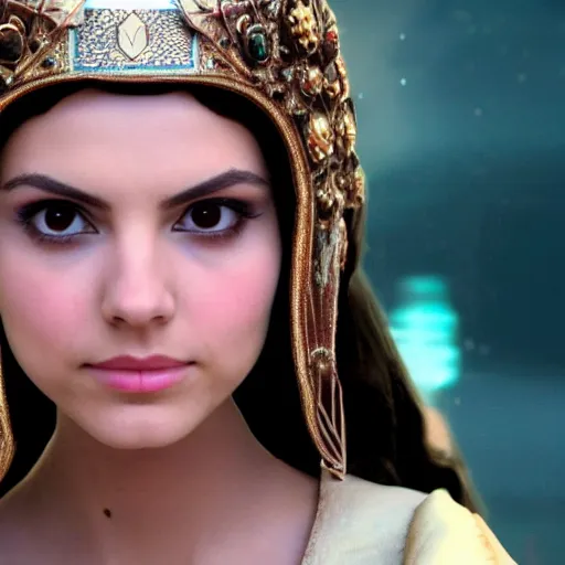 Prompt: victoria justice as princess padme in star wars episode 3, 8k resolution, full HD, cinematic lighting, award winning, anatomically correct