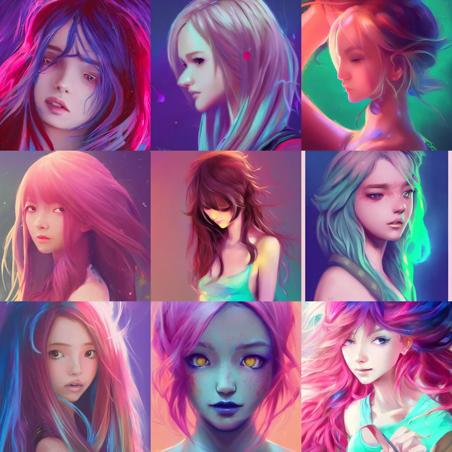 Prompt: art championship winner trending on artstation girl portrait final fantasy fan art, head and shoulders, flowing hair, matte print, pastel, cinematic neon highlights, lighting, digital art, cute freckles, digital painting, fan art, elegant, pixiv, by Ilya Kuvshinov, daily deviation, IAMAG, illustration collection aaaa updated watched premiere edition commission ✨✨✨ whilst watching fabulous artwork \ exactly your latest completed artwork discusses upon featured announces recommend achievement masterpiece portrait, daily deviation