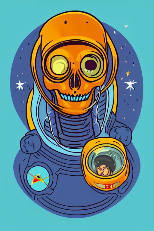 Image similar to portrait of a astronaut skeletor, art by steve simpson, sticker, colorful, illustration, highly detailed, simple, smooth and clean vector curves, no jagged lines, vector art, smooth