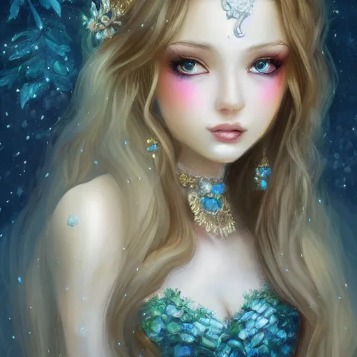 Prompt: realistic beautiful gorgeous natural cute, fantasy, elegant, lovely, princess girl, art drawn full hd, 4 k, highest quality, in artstyle by professional artists wl,