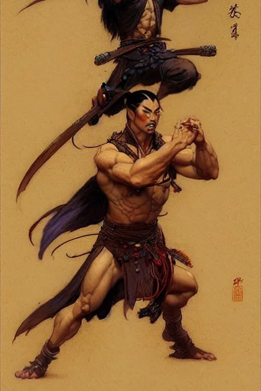 Image similar to male, wuxia, character design, painting by gaston bussiere, katsuya terada, frank frazetta, tom of finland, trending on artstation