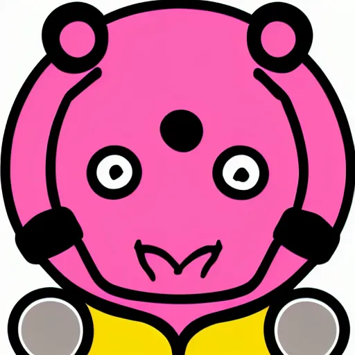 Image similar to a cute pink cuddly bear wearing headphones vector logo