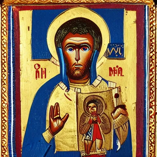 Image similar to astronaut monkey Byzantine religious icon