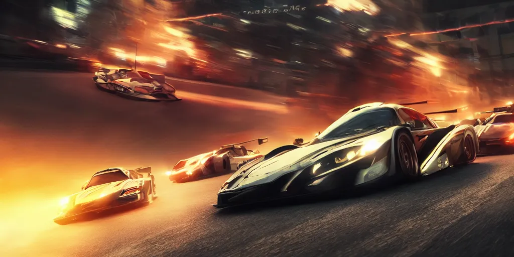 Image similar to a commercial art for a racing movie with lot of motion blur, cinematic, dramatic, artstation, epic