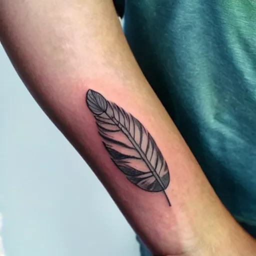 Prompt: half leaf half feather tattoo