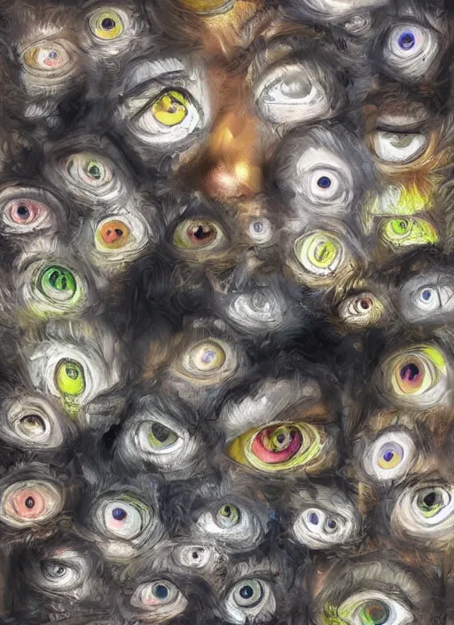 Image similar to grid montage of cube shaped eyes, square shaped black dilated pupils, cube shaped irises, detailed colored textures, eyelashes, advanced art, art styles mix, from wikipedia, wet reflections in square eyes, sunshine light, hd macro photograph, from side, various eyelid positions, square black pupil centered