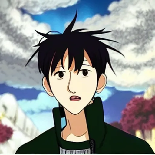 Image similar to “K-pop star Changbin in Howls moving castle, studio Ghibli, fanciful”