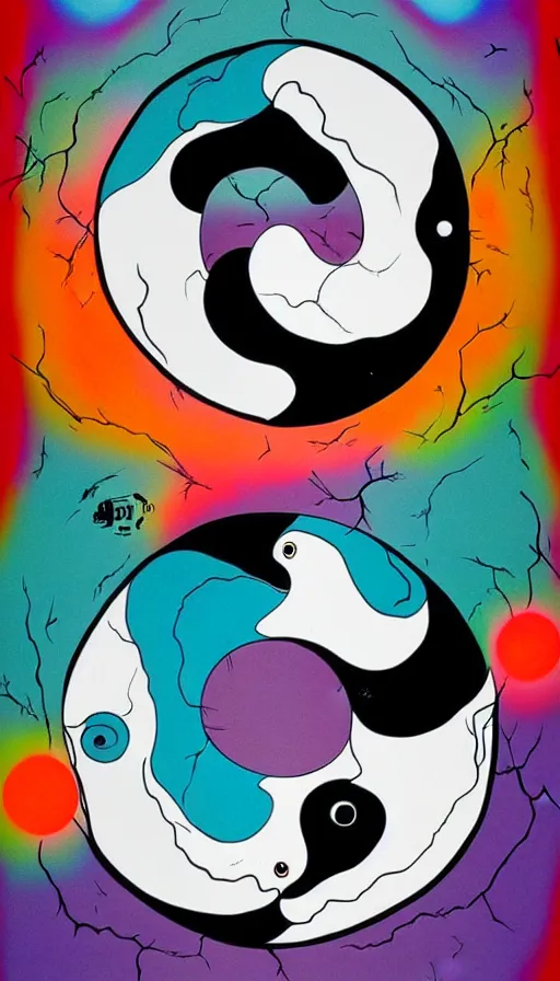 Image similar to Abstract representation of ying Yang concept, by alex pardee