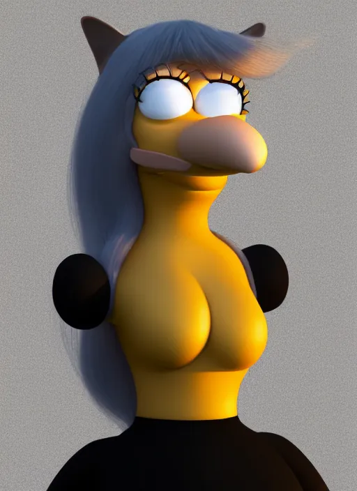 Prompt: 3d render portrait of the mad cat lady from the Simpsons