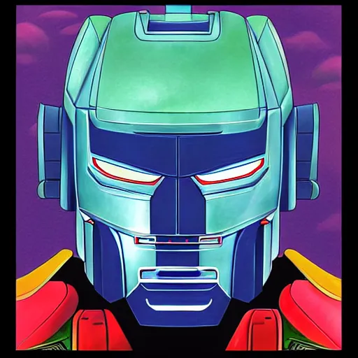 Image similar to optimus prime portrait by chiho aoshima, digital art