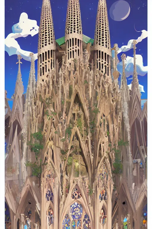 Prompt: sagrada familia cathedral and shiba ， anime fantasy illustration by tomoyuki yamasaki, kyoto studio, trending on artstation 8 k