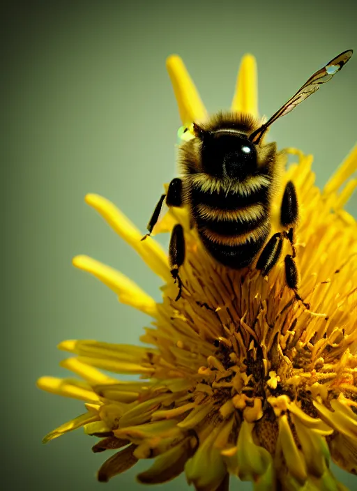 Image similar to highly detailed macro photo of a bee, stephen bliss, unreal engine, global illumination, radiant light, detailed and intricate environment