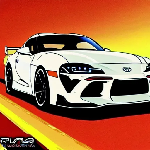 Prompt: toyota supra 2 0 2 1 initial d, anime art