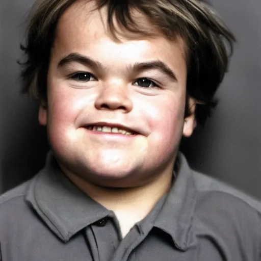 Prompt: frontal portrait photo of jack black, age 1