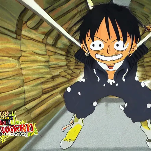 Prompt: luffy in matrix world